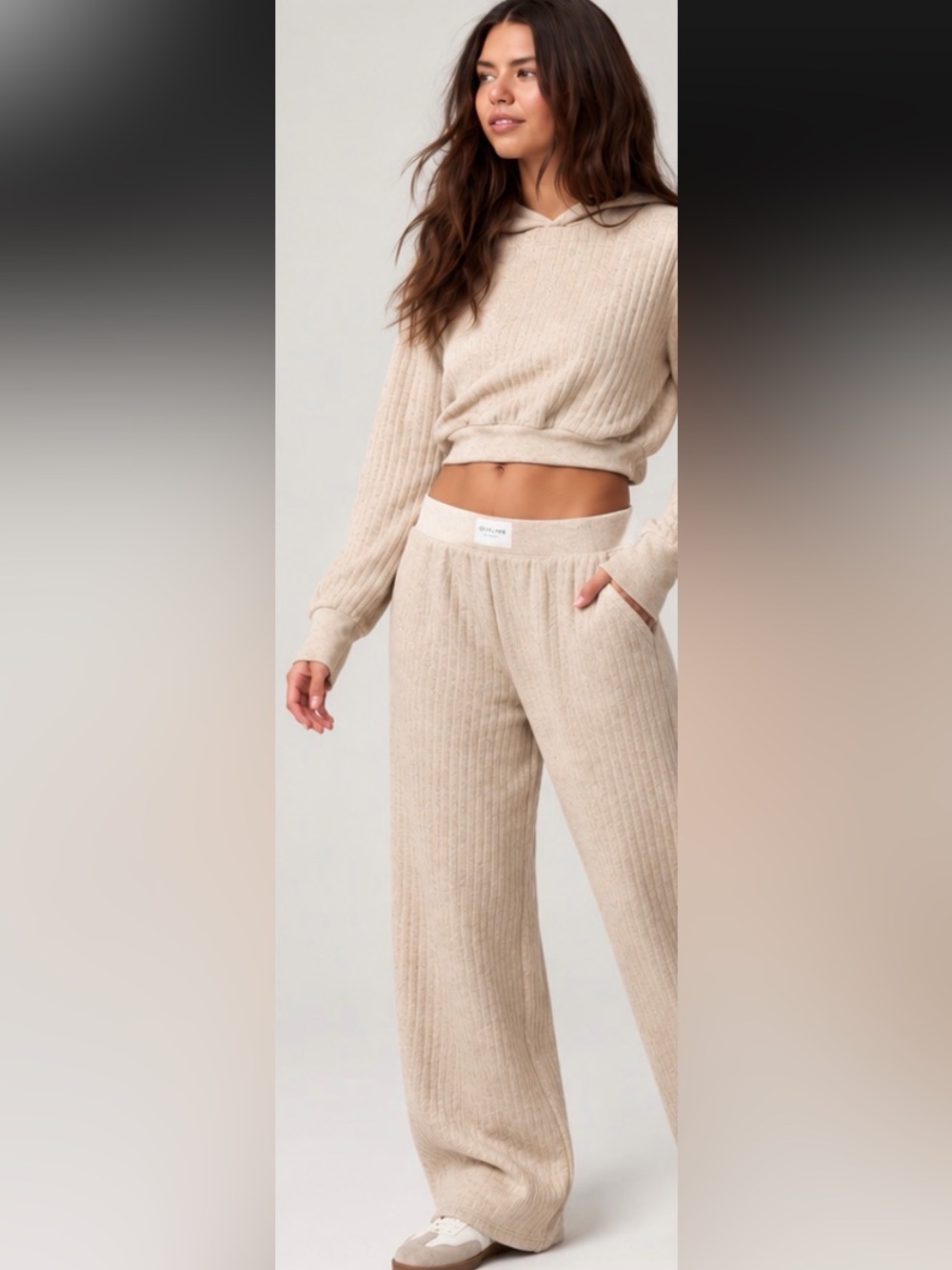 Aerie Offline ribbed knit wide leg and sweater set #loungewear #Aerie